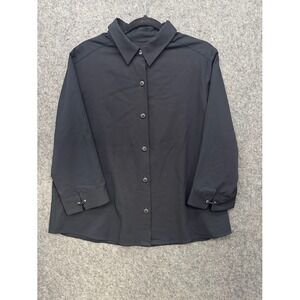 &trousers daniellem Black 3/4 Sleeve Button Down Shirt XL 115159 Womens‎